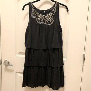 Black BCBG BCBGMAXAZRIA Tiered Beaded Dress Size Small